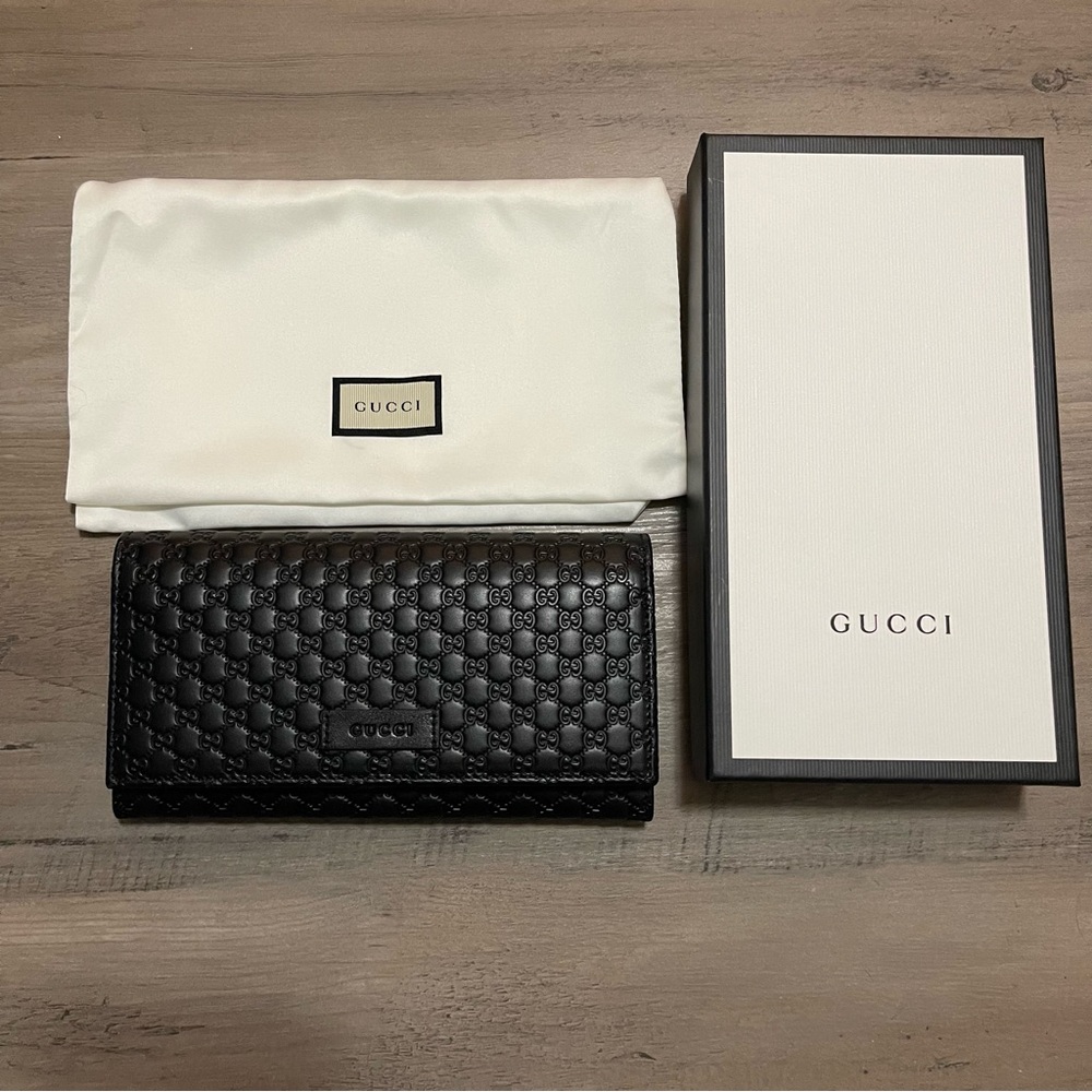 GUCCI Microguccissima Continental Flap Wallet Black